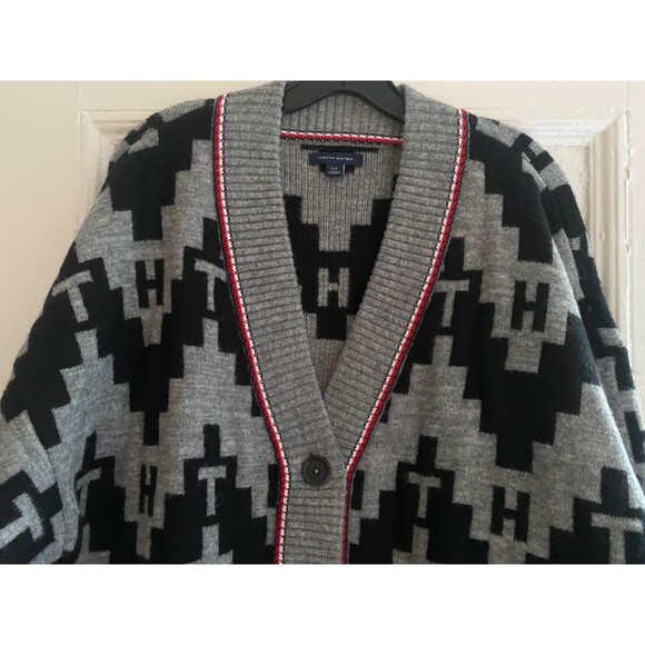 Rare! Tommy Hilfiger Fair Isle Cardigan Logo Cotton Wool Alpaca LARGE. NWOT - Picture 10 of 11